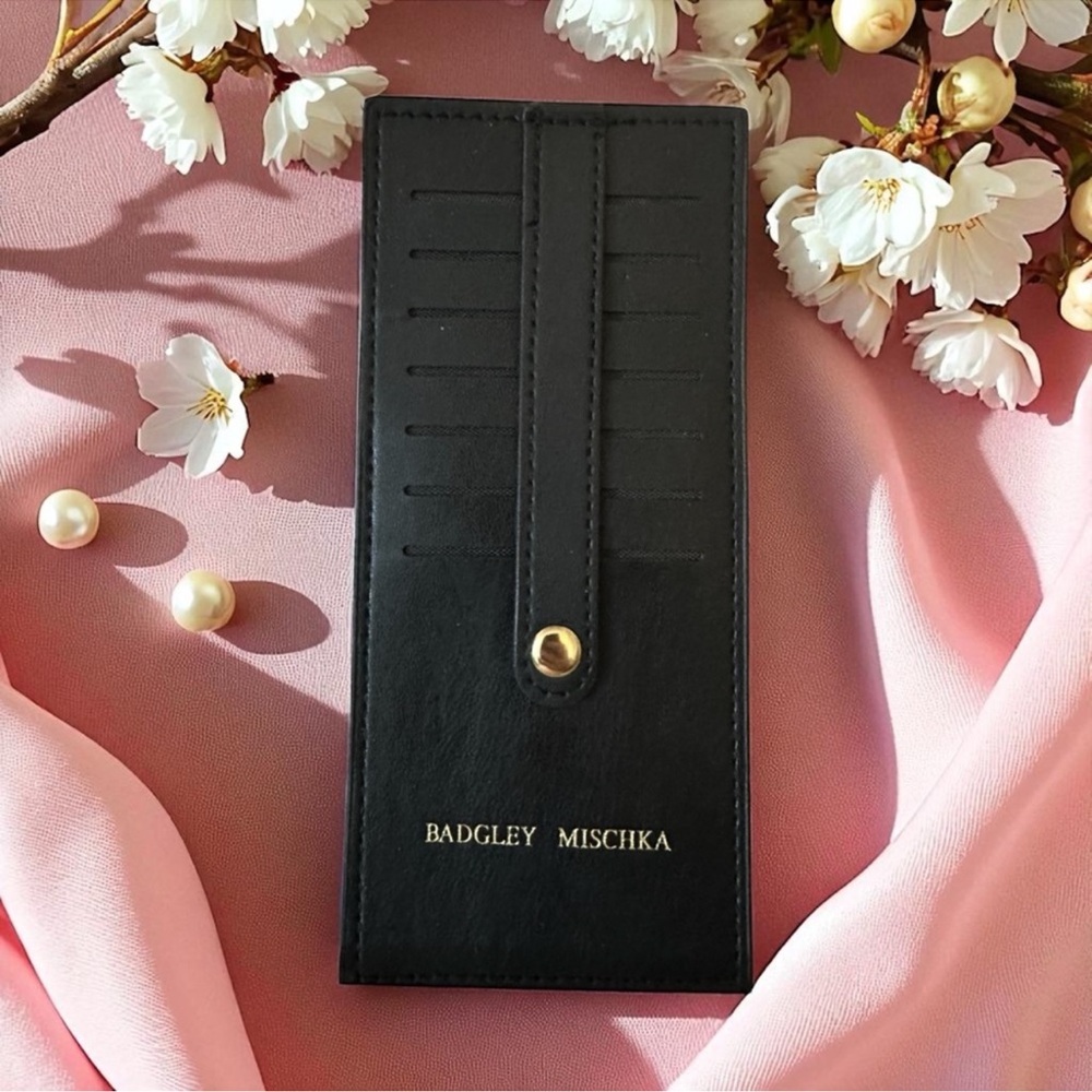Badgley Mischka Black Simple Card Holder New Super Slim Design